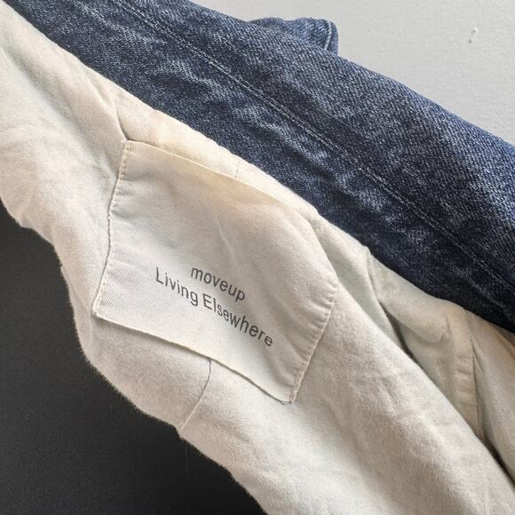 MoveUp Living Elsewhere Blue Long Duster Jacket Denim Embroidered Button Up XS - Picture 5 of 7